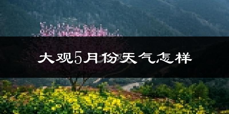 大观5月份天气怎样?大观五月冷吗?