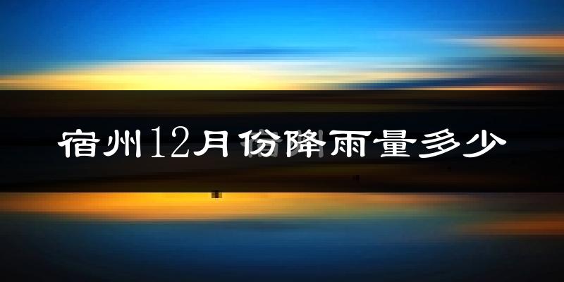 宿州12月份降雨量多少?宿州十二月下雨多吗?